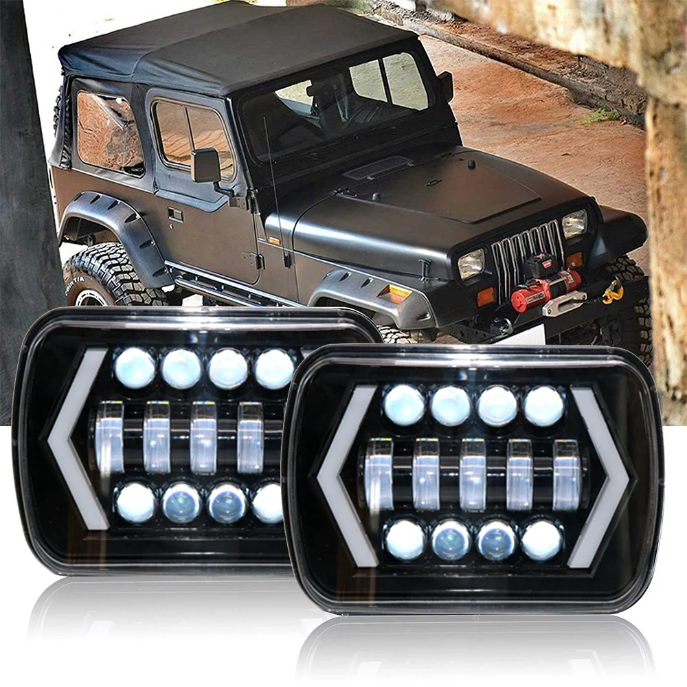 7x6'' светодиодный DRL головной светильник с белым/янтарный прямоугольный