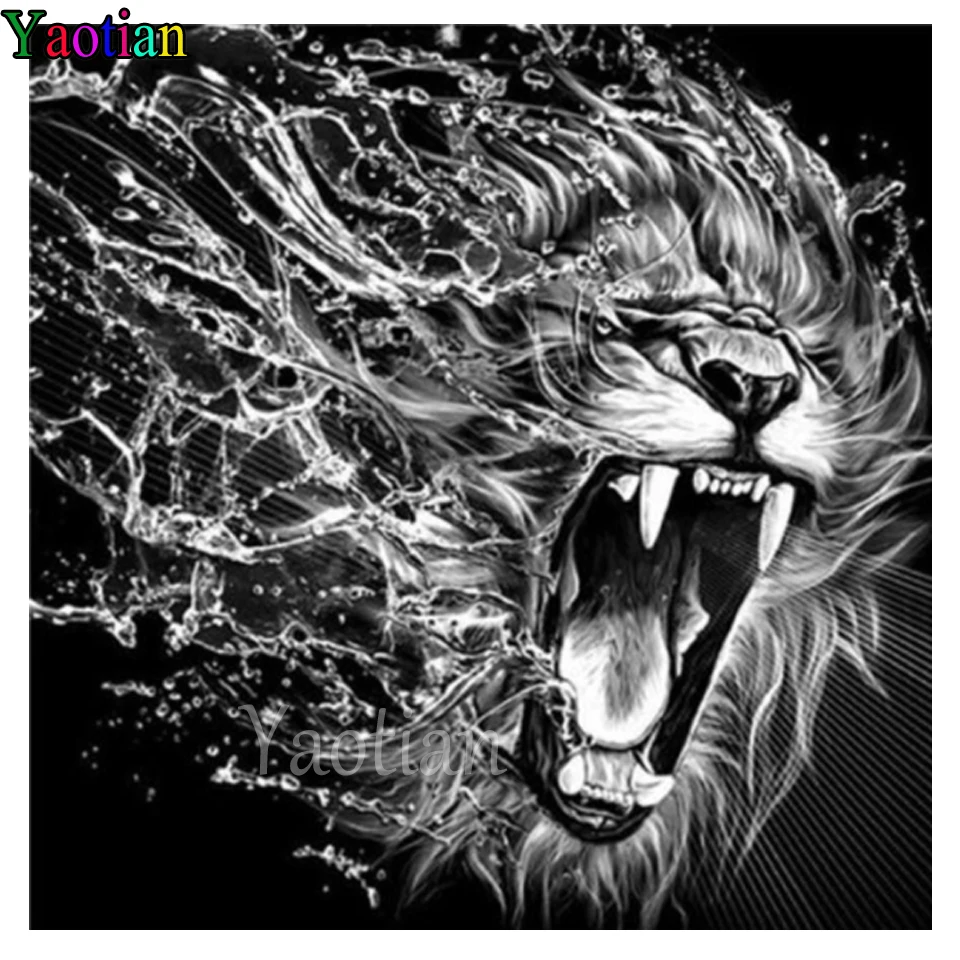 Алмазная живопись вышивка крестиком черно белое животное фотокартина 5d сделай