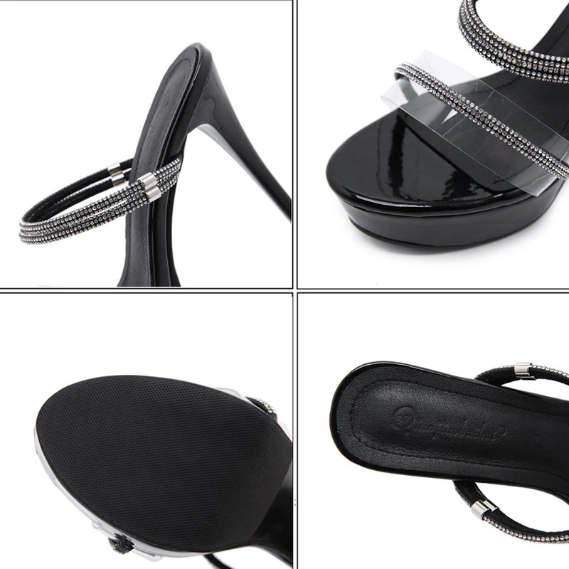 

2021 High Heeled Sandals Shoes Women Fashion Summer Female Thin Heels Round Toe Party Sandals Woman Slides For Ladies Pumps