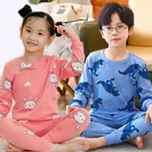 Пижамный комплект для маленьких мальчиков и девочек, хлопковая детская одежда для сна, Пижама для малышей с мультяшным Кроликом, Новая Осенняя детская пижама, повседневная домашняя одежда