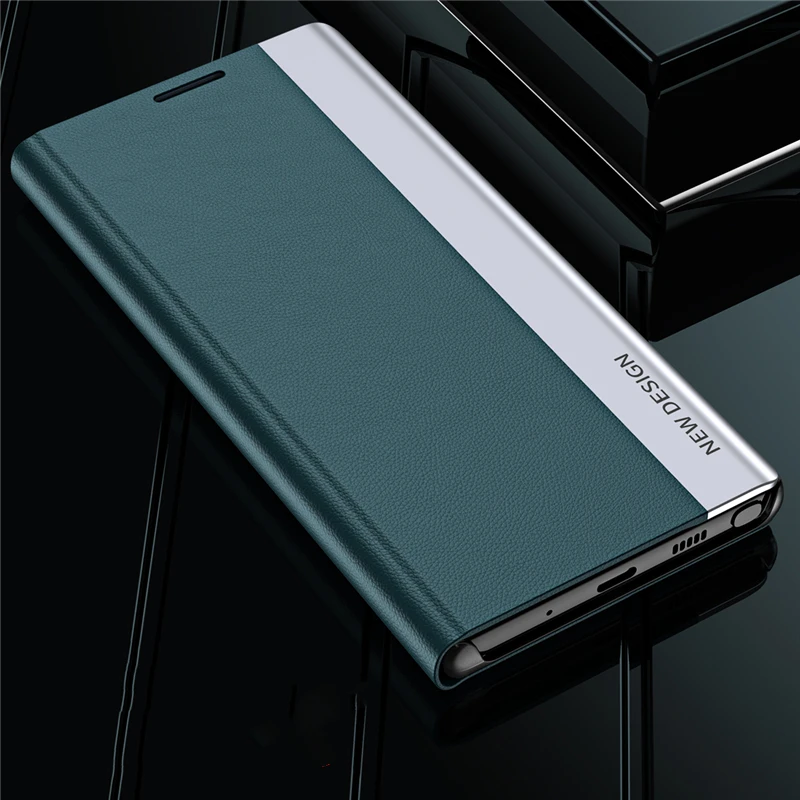 Magnetic Leather Flip Case For Samsung Note 10 plus Note 8 9 20+ Cover Plating PU leather  Flip Stand Full Protection Hard Case