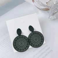 temperament black circle pendant geometric earrings for women