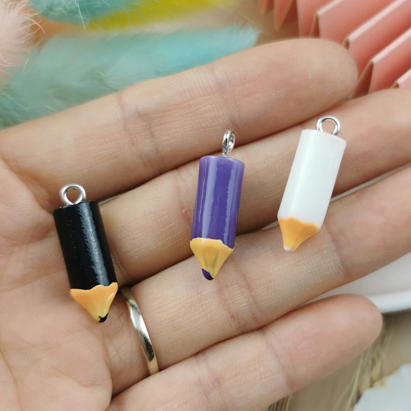 

20pcs/pack 3D Resin Simulation Colored Pencil Pendant Charms Jewelry Finding Making Diy Earrings Keychain Dangle Wholesale
