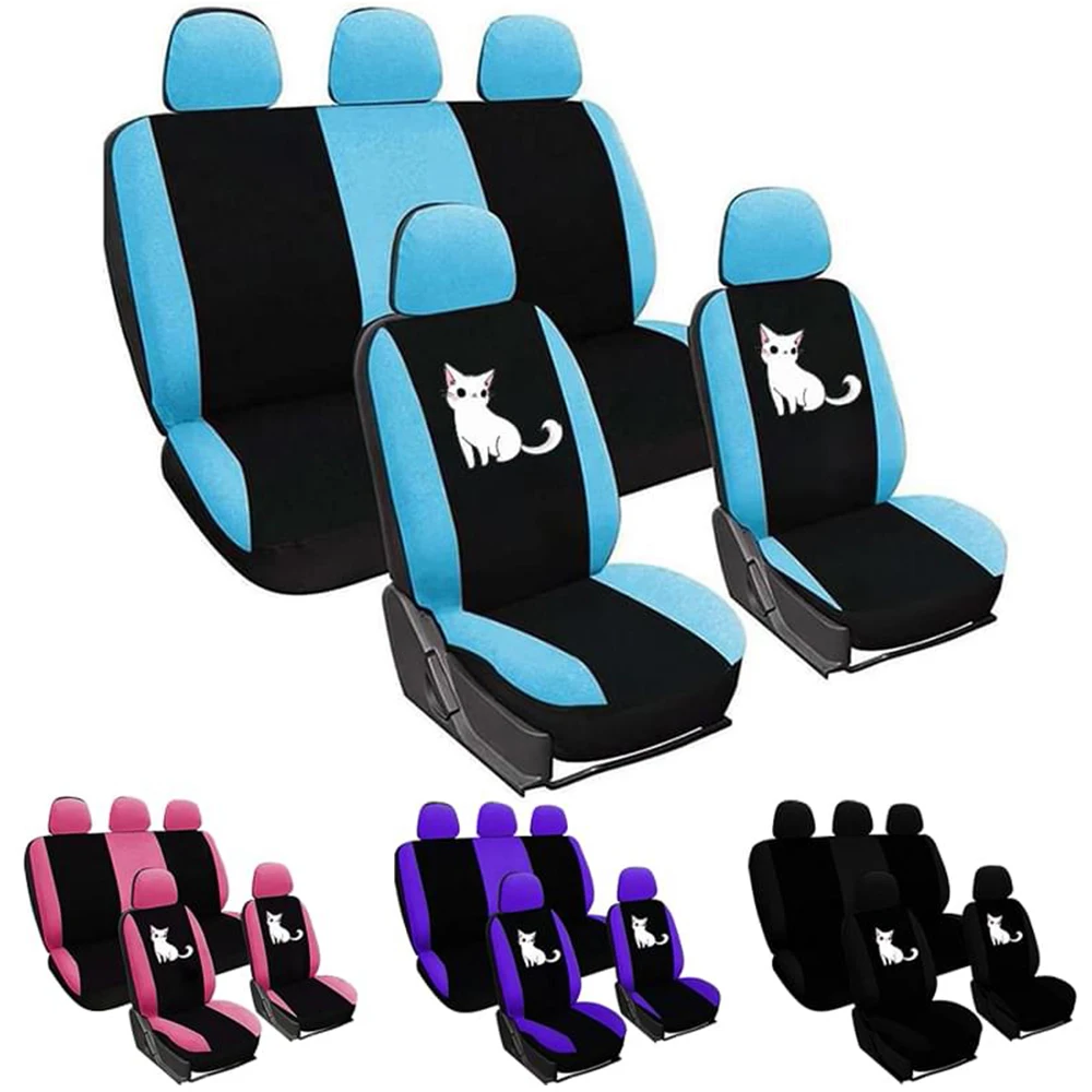Cute Cat Printed High Quality Universal Seat Covers for Car Front/Full Car Seat Cover 2/4/9PCS Car Seat Covers