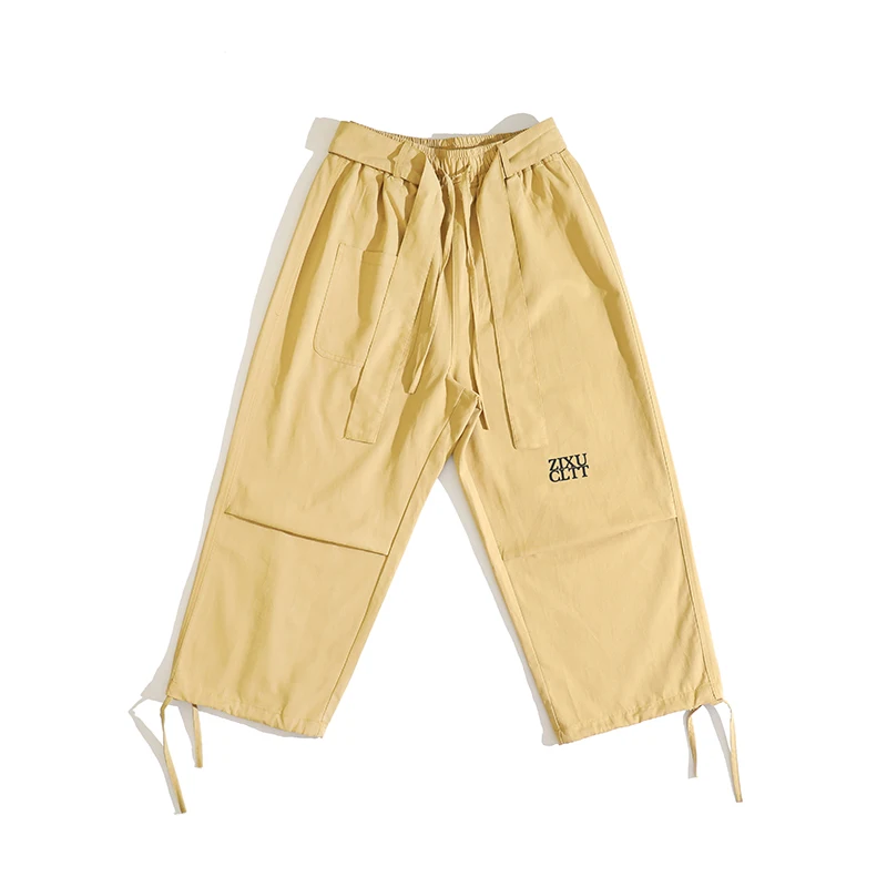 Новые девять минут брюки мужские для отдыха популярный логотип объекта широкие ноги ощущение свободные тонкие прямые девять минут брюки
