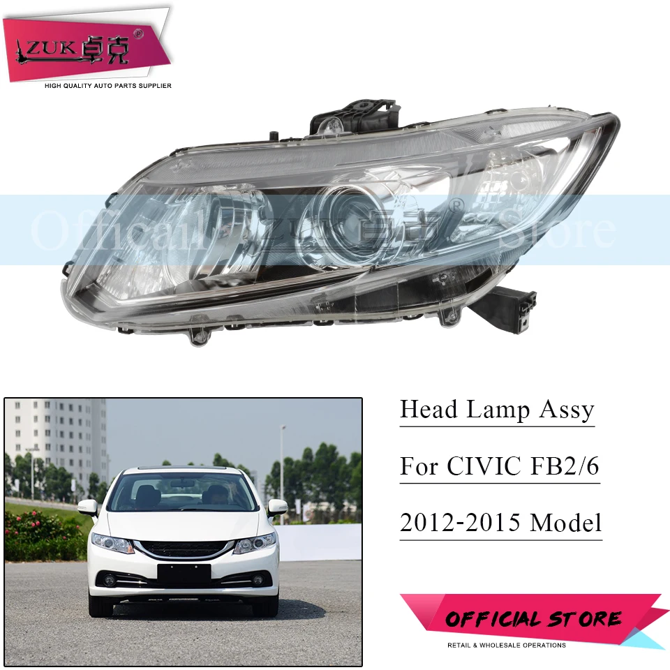 ZUK Авто галогенные лампы HID головной светильник фара в сборе для HONDA CIVIC 2012 2013 2014 2015