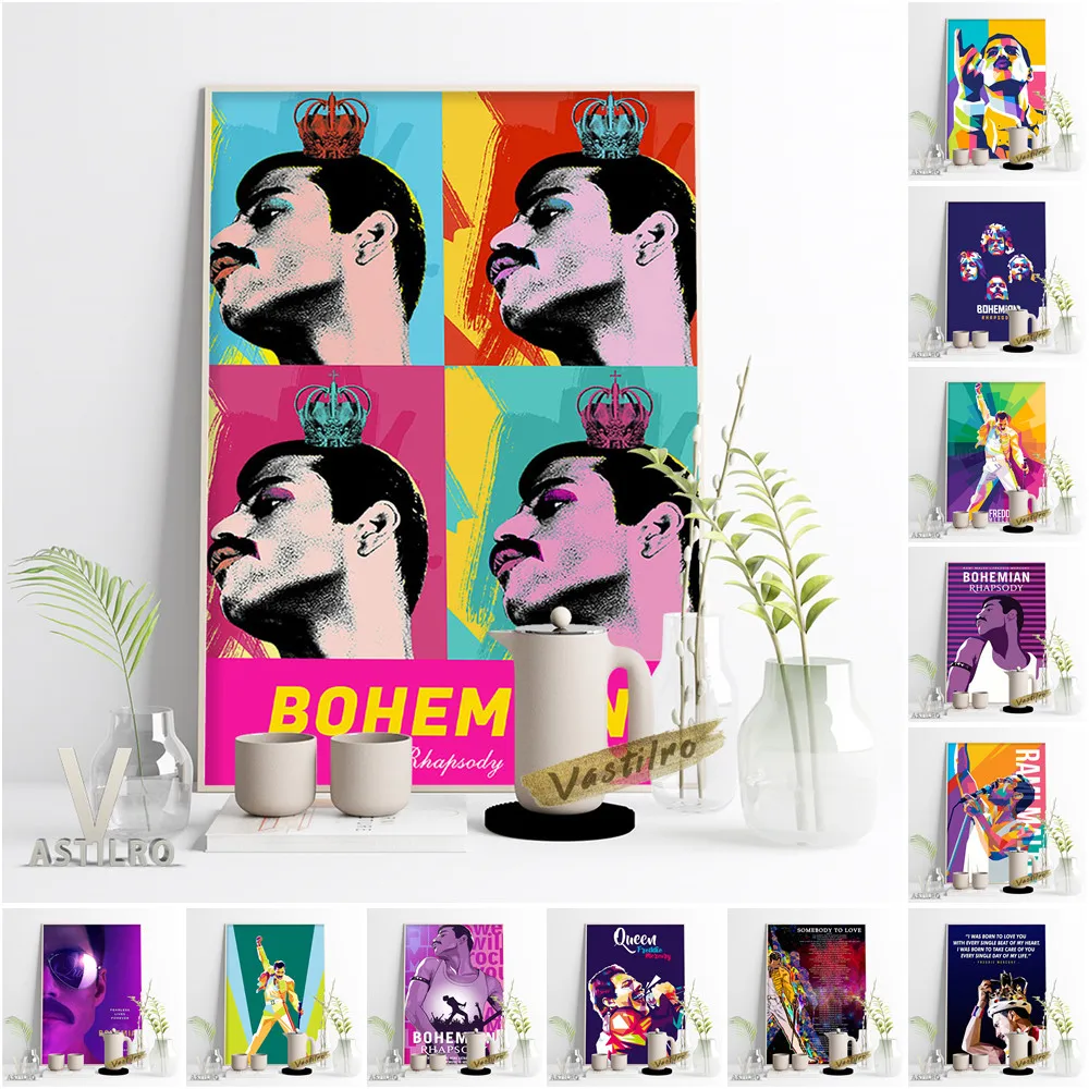 

Queen Freddie Mercury Pop Art Print Poster Hot Singer Music Magazine Cover Decor Bar Pub Club Wall Stickers Fans Collection Gift