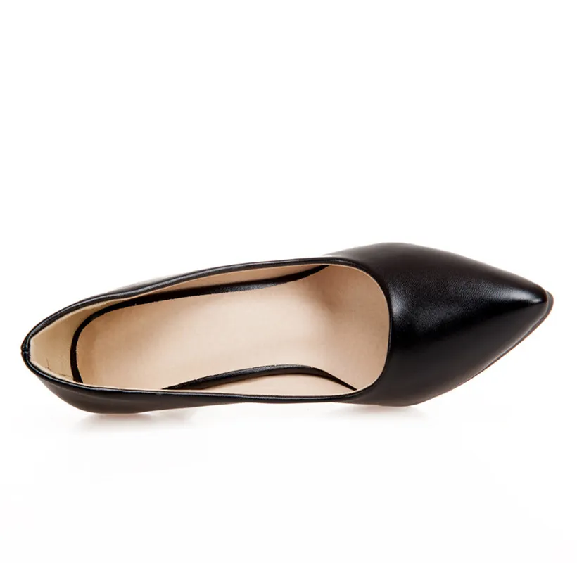 Женские туфли лодочки больших размеров черные белые из PU искусственной кожи с