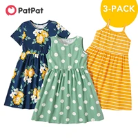 patpat new arrival summer 2021 3 piece unicorn allover striped print solid dresses childrens clothing