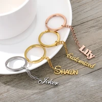 personalized custom name letter keyring unique gold color stainless steel key chain for women man customization keychain