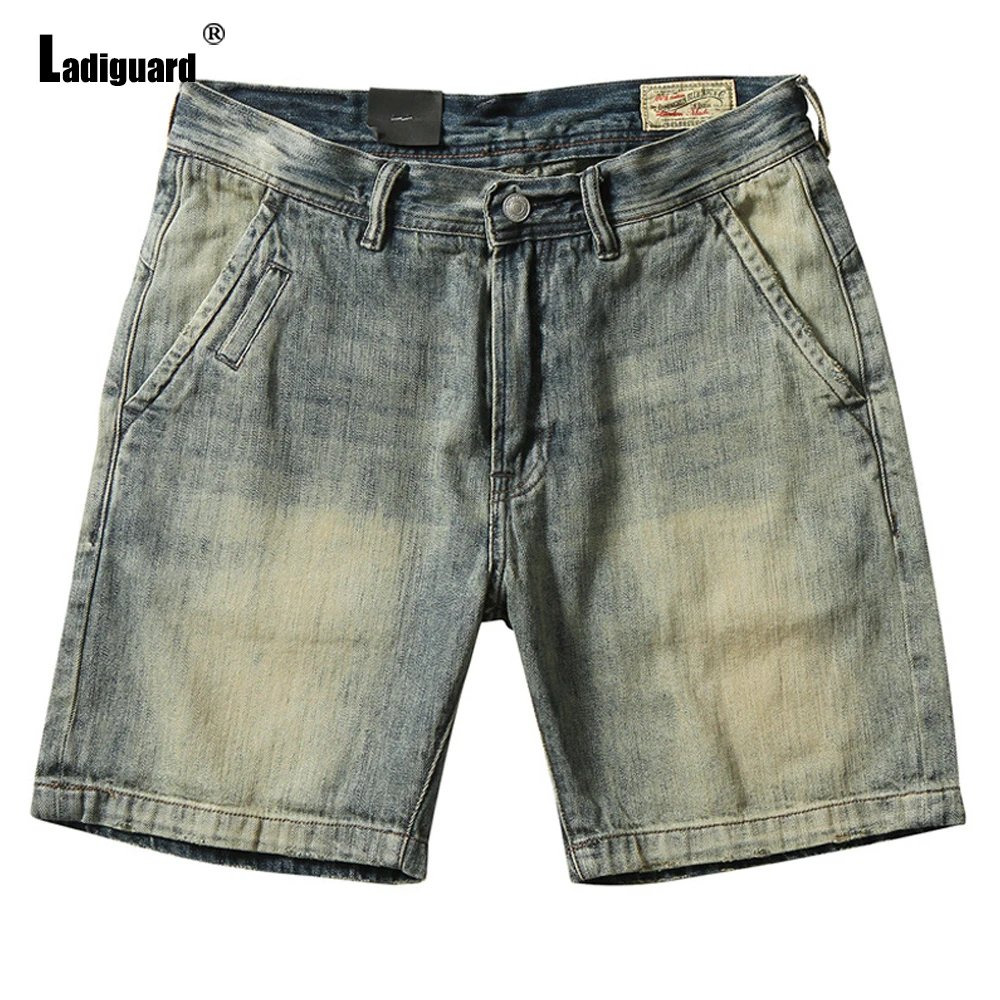 Ladiguard 2021 Stylish simplicity Men Demin Shorts Fashion Streetwear All-match Shorts Mens Patchwork Zipper Pocket Half Pants