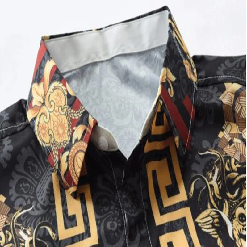 

2021 new summer men's casual fashion folk style 3D printed lapel shirt short-sleeved men's shirt DL284