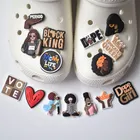 15 шт. Черные Подвески-Кроксы для девочек, подарки, игрушки, детский рюкзак, пряжка для обуви, украшения сделай сам, Кроксы, ПВХ тапочки, браслеты, милая девочка