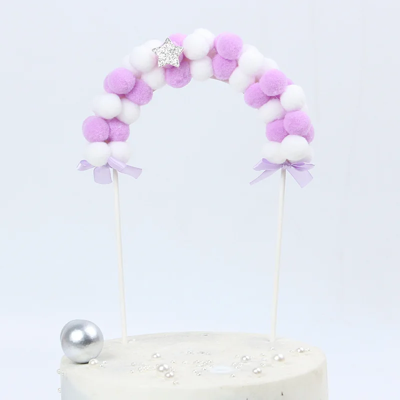 1 шт. розовый синий мягкий помпон облако торт Топпер Happy День Рождения Форма для