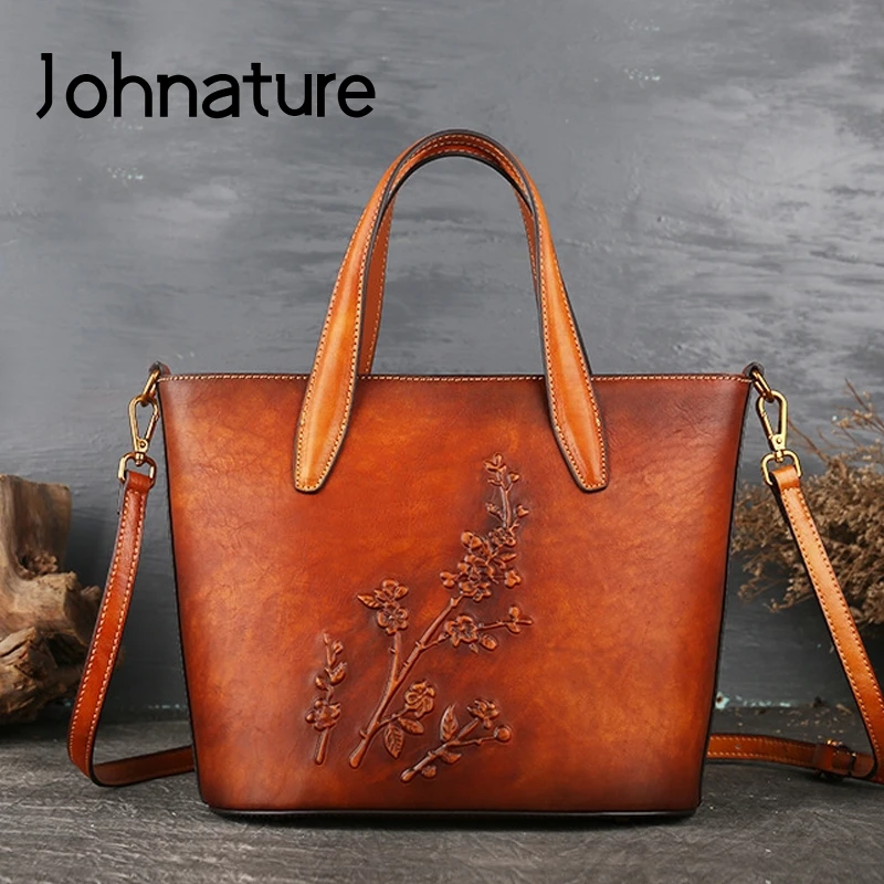 Женская Повседневная Сумка тоут Johnature вместительная сумка из натуральной кожи с