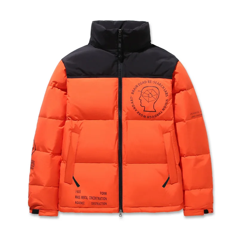 INS Winter The new Brand Face Parkas Mixed Colors Couple Cotton Coats Casual Men's Stand Collar Pocket Warm Down Puffer Jackets