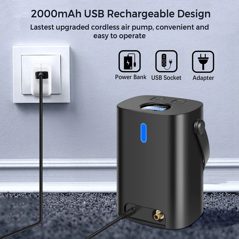 Barato Compresor De Aire Portátil Para Coche, Inflador De Neumáticos De 150PSI, Bomba De Neumáticos Recargable Por USB Para Neumáticos De Coche, Bicicletas, Bolas De Motocicleta