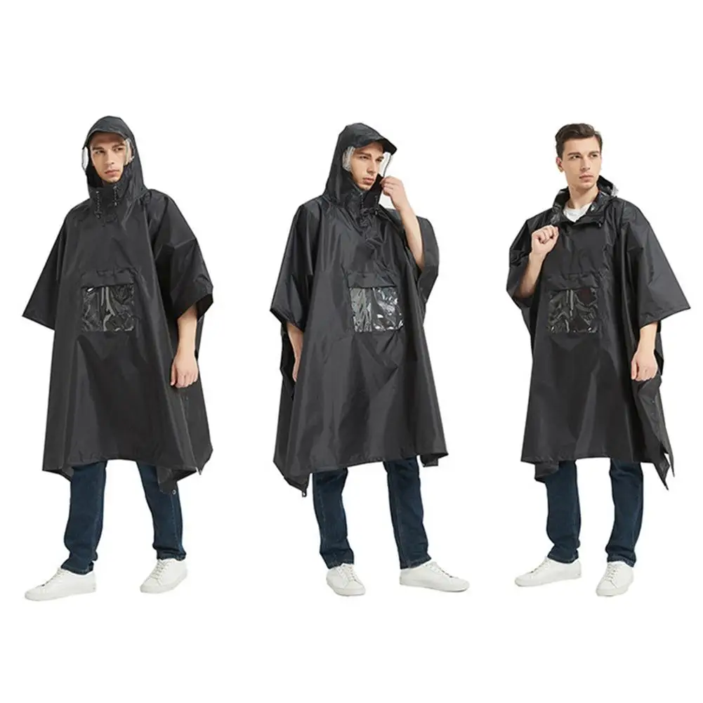 

Men Raincoat Women Black Rain Clothes covers Impermeable Rainwear Capa de chuva chubasquero Poncho Waterproof Hooded Rain Coat