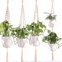 90cm knotted macrame plant hanger vintage cotton linen flowerpot basket lifting rope hanging basket pot holder garden tools