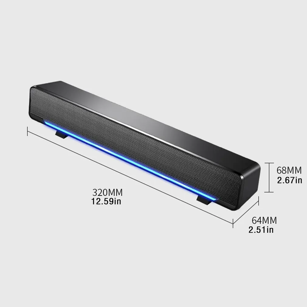 

USB Plug-in Desktop Computer Portable Speaker USB Mini Soundbar Subwoofer Wired LED Music Box With Dual Driver