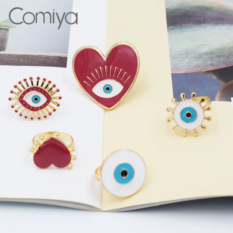 Comiya модные кольца для женщин смола эмаль сердца глаза амулеты кольцо Bague Femme