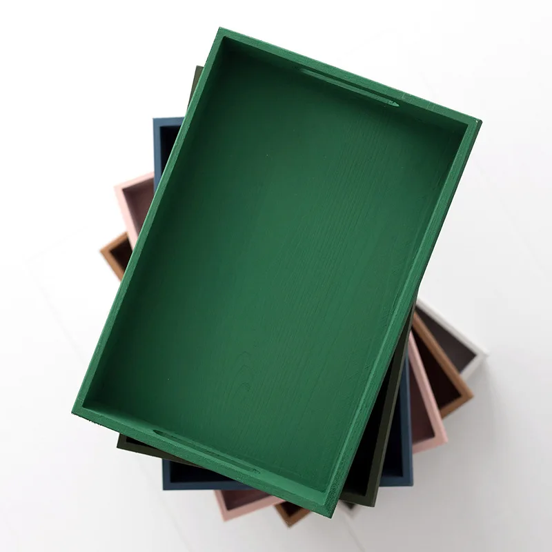 Многоцветные нежные тона с ручкой деревянный прямоугольный лоток изысканный