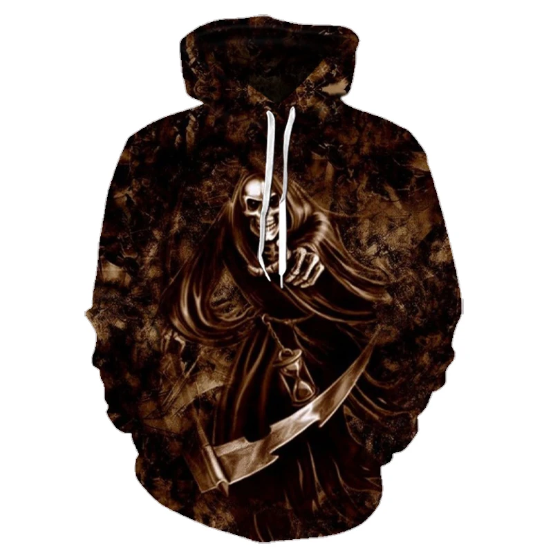 

2021 New 3D Printed Oversized Hooded Sweatshirt Men's And Women's Fashion Harajuku Casual Hoodie Big Skull Patterned Sweatshirt