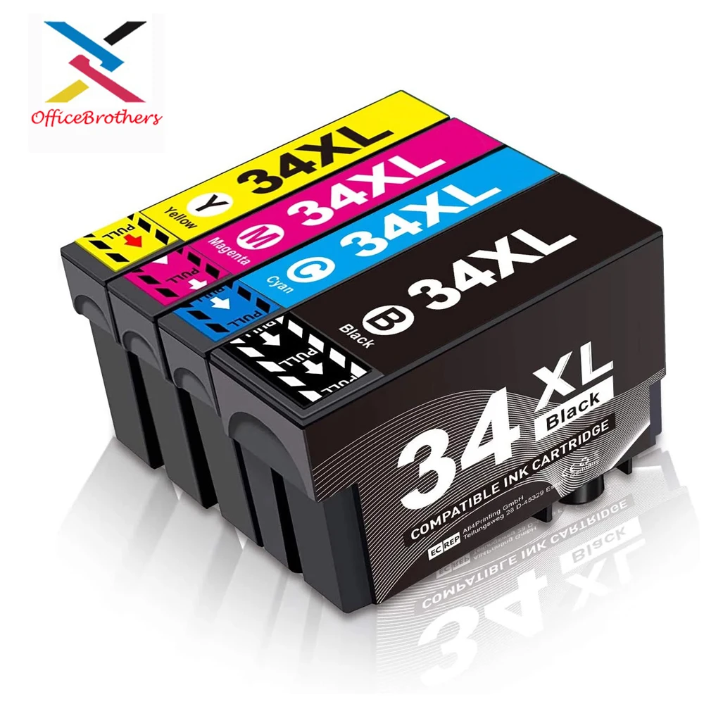 

34 XL Compatible Ink Cartridges Replacement for Epson 34XL-T3471 T3472 T3473 T3474 to use with WorkForce Pro WF-3720DWF WF-3725D