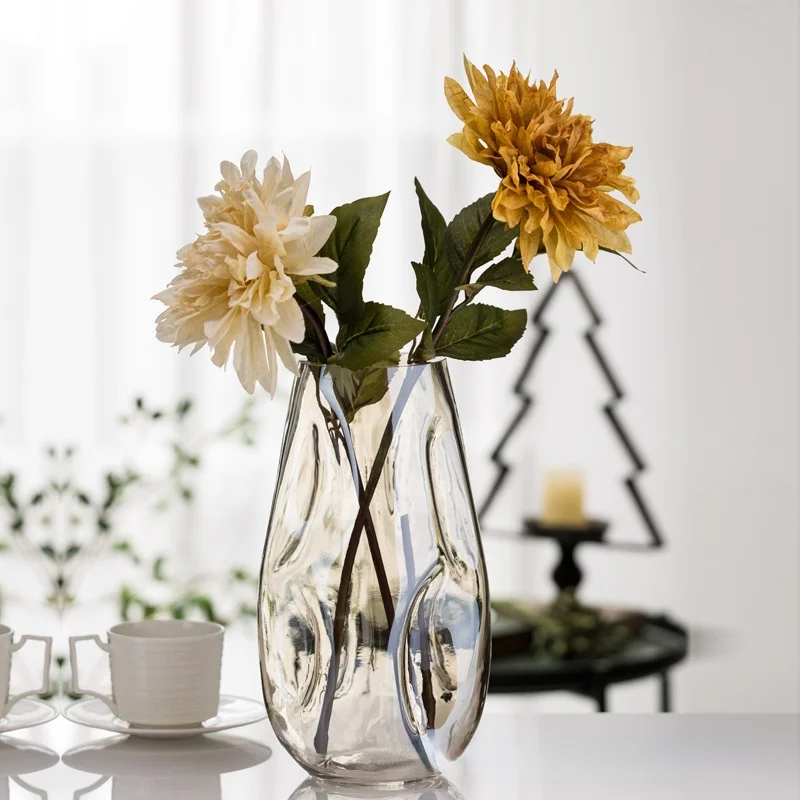 Irregular Glaze Glass Vase Living Room Creative Geometric Floral Decorations | Дом и сад