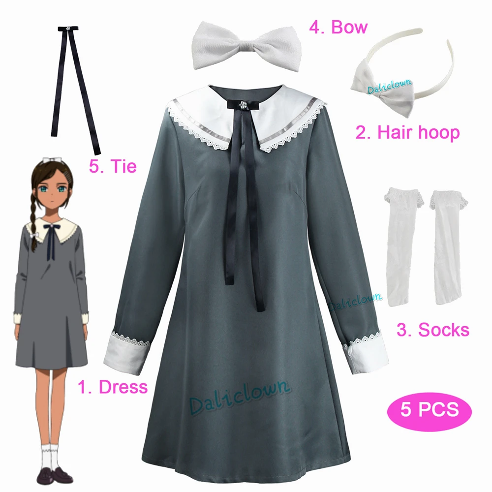 

WONDER EGG PRIORITY Neiru Aonuma Cosplay Anime Kawaii Dresses Dark Gray Japanese Style Lolita Dress Cosplay Costume