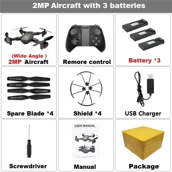 VISUO XS809HW Дрон 2MP широкоугольный wifi FPV камера Дроны с камерой 0.3MP селфи складной RC Квадрокоптер мини Дрон CS SG107 - Цвет: 2MP 3B FB