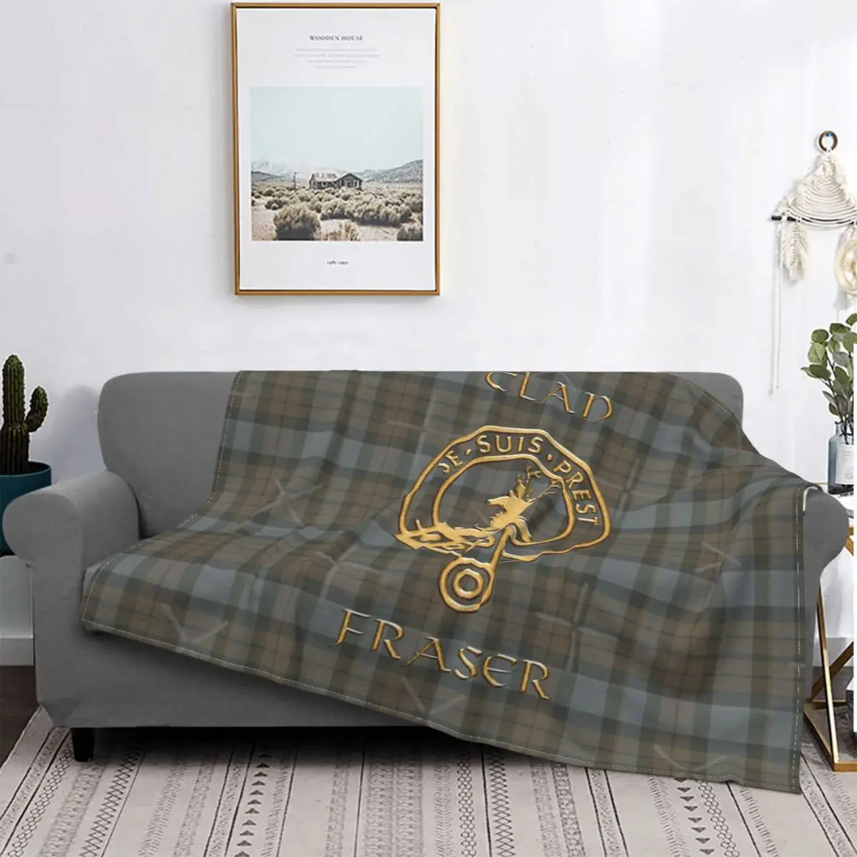 

Shield Clan fraser-je Suis Prest Manta, colcha de cama a cuadros, manta de lino para sofá, manta de verano, colcha en la cama