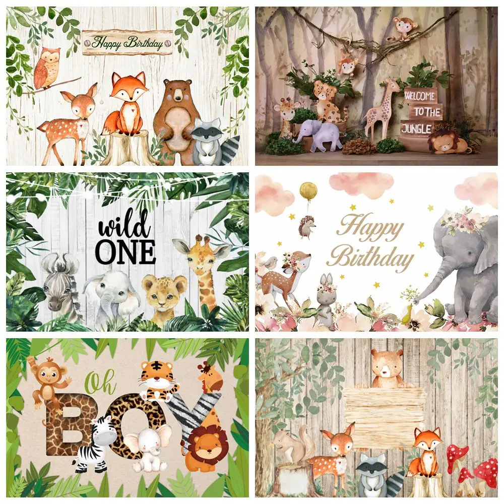 

Tropical Jungle Safari 1st Wild One Newborn Baby Birthday Party Photozone Family Shoot Photography Backdrop Photo Background