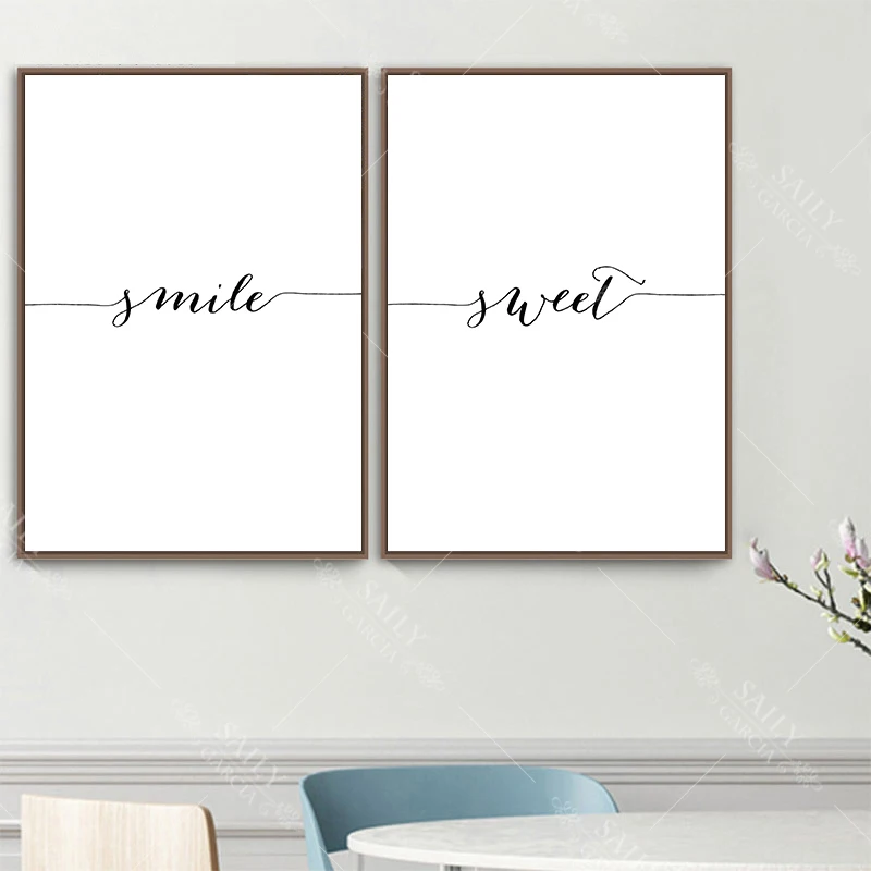 Home Decor Painting Love Smile Dream Sweet Quotes Art Canvas Poster and Prints Abstract Minimalist Wall Home Decoration Picture