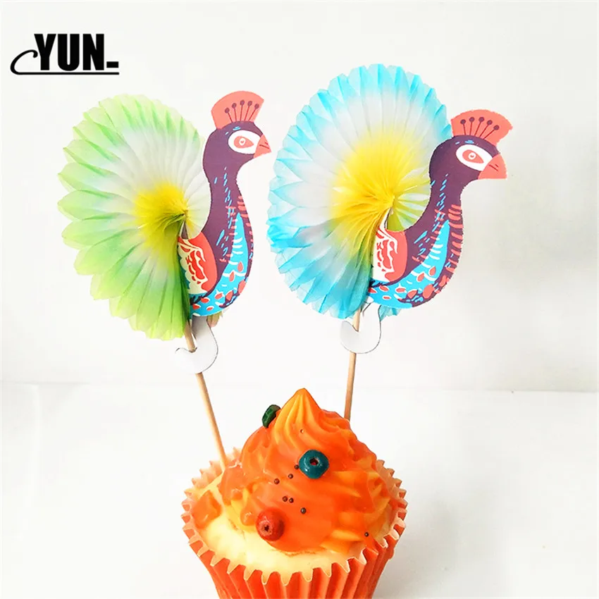 20ps Павлин торт флаг фруктовая вилка коктейльный декор для украшения свадебного