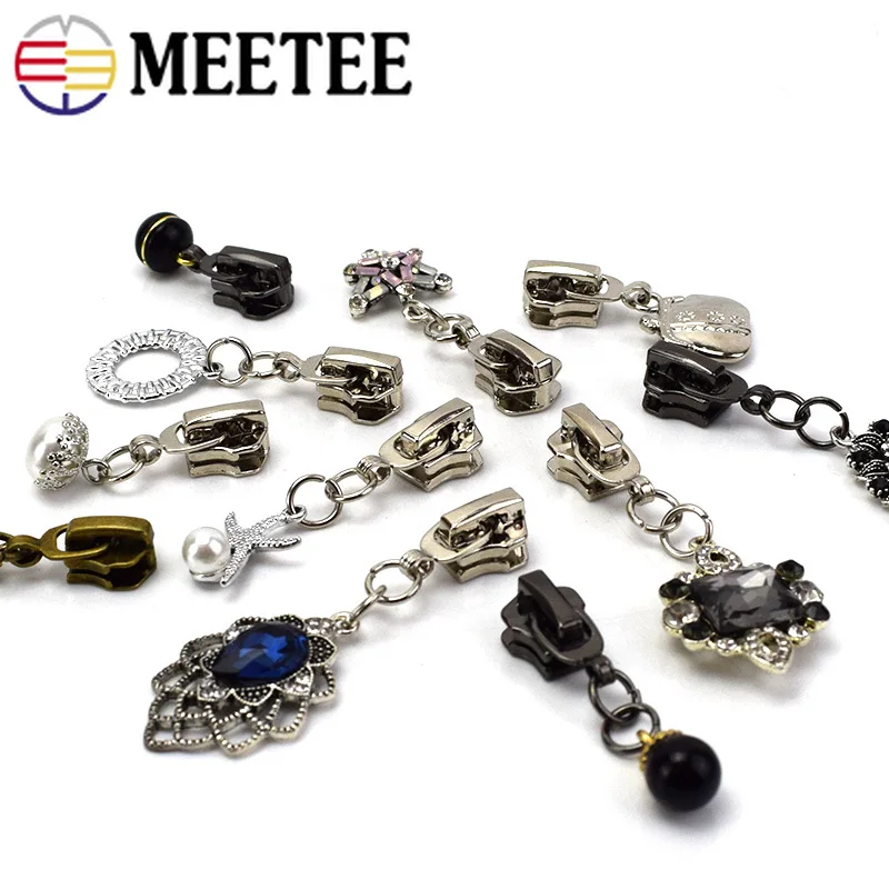 Meetee 5 шт. 5# металлические ползунки для молнии голова для металлической молнии DIY куртки одежда молния кулон Ремонтный комплект сумка Одежда Декор Аксессуары
