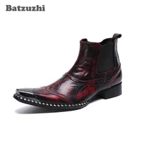 batzuzhi soft genuine leather boots men japanese type mens boots handmade pointed toe party and wedding boots male footwear