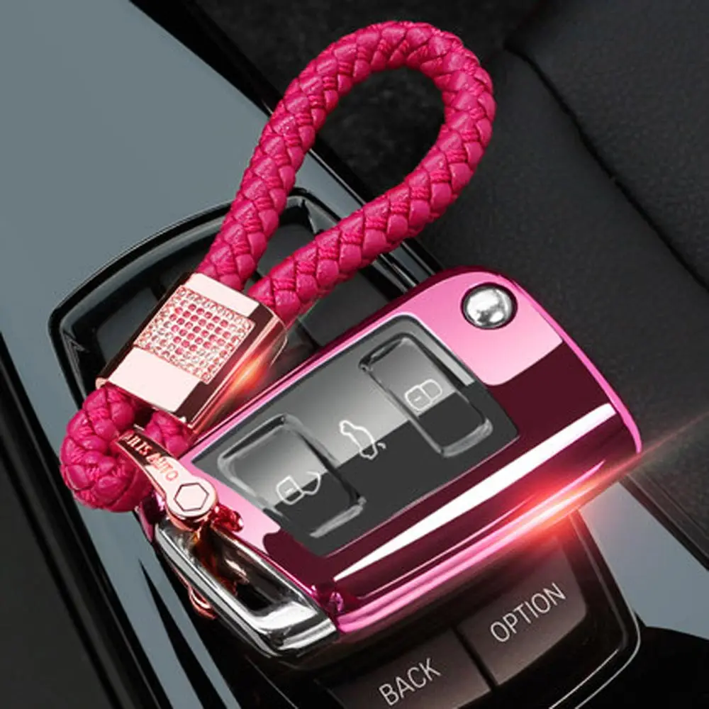 Наивысшее качество Автомобильный ключ Чехол кошелек для VW Skoda Octavia Karoq для SEAT Ateca Leon Ibiza спортивный протектор - Название цвета: Option 8