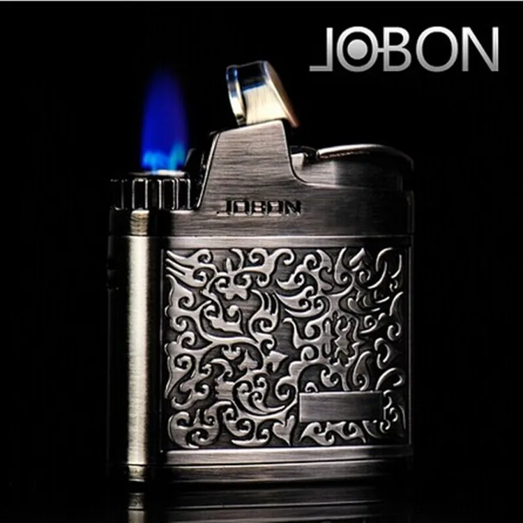 Старая модная надувная Бутановая Зажигалка из нержавеющей стали резьба