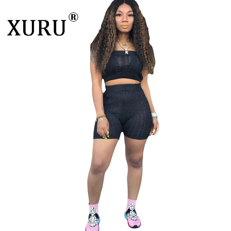 Осенний Новый женский свитер xulu комбинезон из двух частей яркий цвет сексуальный