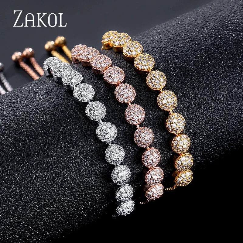 ZAKOL Новое поступление полукруглые сверкающие фианиты AAA регулируемые модные