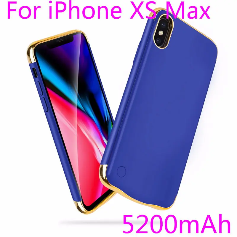 Для iPhone X XS зарядный чехол Капа тонкий обшивка противоударный чехол для зарядного устройства для iPhone XR XS Max перезаряжаемый внешний аккумулятор - Цвет: IXS Max-Blue