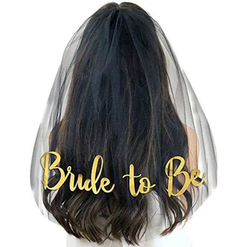 

Bachelorette Party Gold Bride To Be Veil Bridal Shower Supplies Engagement Decor U90E