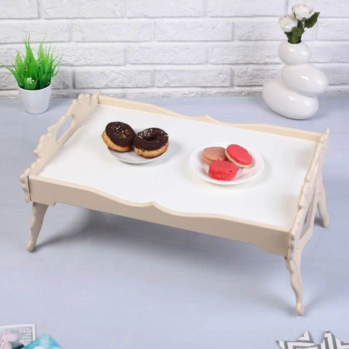 Столик для завтрака складной &quotПрованс&quot 52×37см с ручками слоновая кость 4670591| |