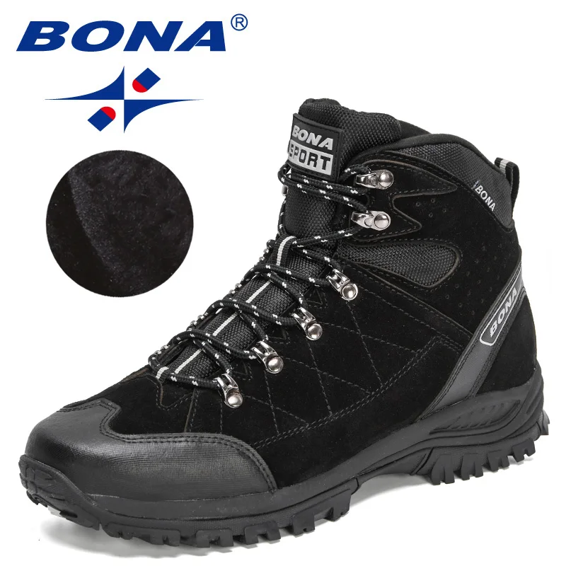 BONA 2022 New Designers Brand Winter Snow Boots Men Warm Plush High Top Boots Man Suede Leather Ankle Boots Non-slip Mansculino