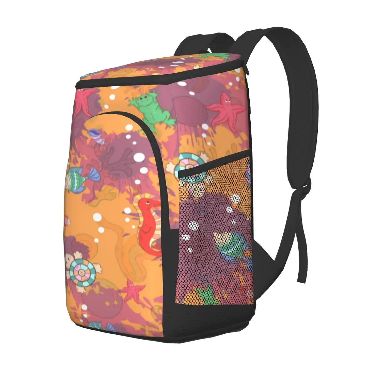 protable insulated thermal cooler waterproof lunch bag marine life on blots picnic camping backpack double shoulder wine bag free global shipping