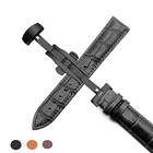 Ремешок из натуральной кожи 18 мм, 19 мм, 20 мм, 21 мм, 22 мм, 24 мм, универсальный ремешок для часов из воловьей кожи, ремешок для часов из кожи аллигатора