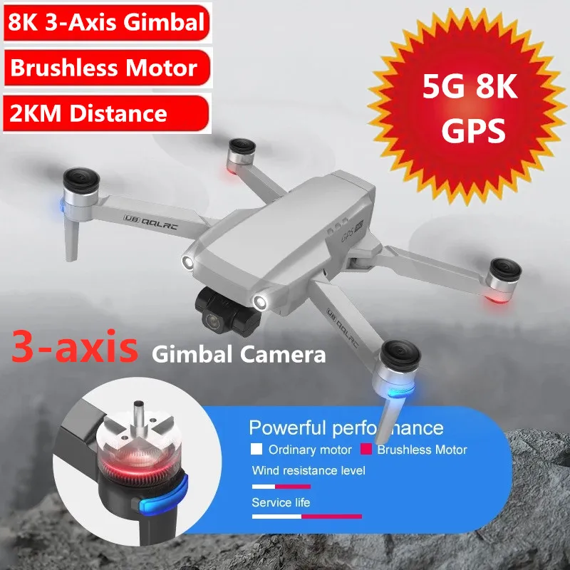 

Professional 8K HD Camera 3-Axis Gimbal Anti-Shake Aerial Photography Brushless Smart Follow GPS Position 2KM Flying Quadcopter