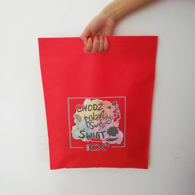 Оптовая Продажа 1000 шт./лот красные нетканые многоразовые сумки для покупок на