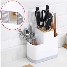 Kitchen Storage Box Utensil Holder Knife Block ABS Flatware Drainer Storage Box Spoon Fork Chopsticks Kitchen Organizer Rack